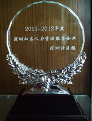 尚賢達獵頭公司被評為<br>“2011-2012深圳知名人力資源服務企業”
